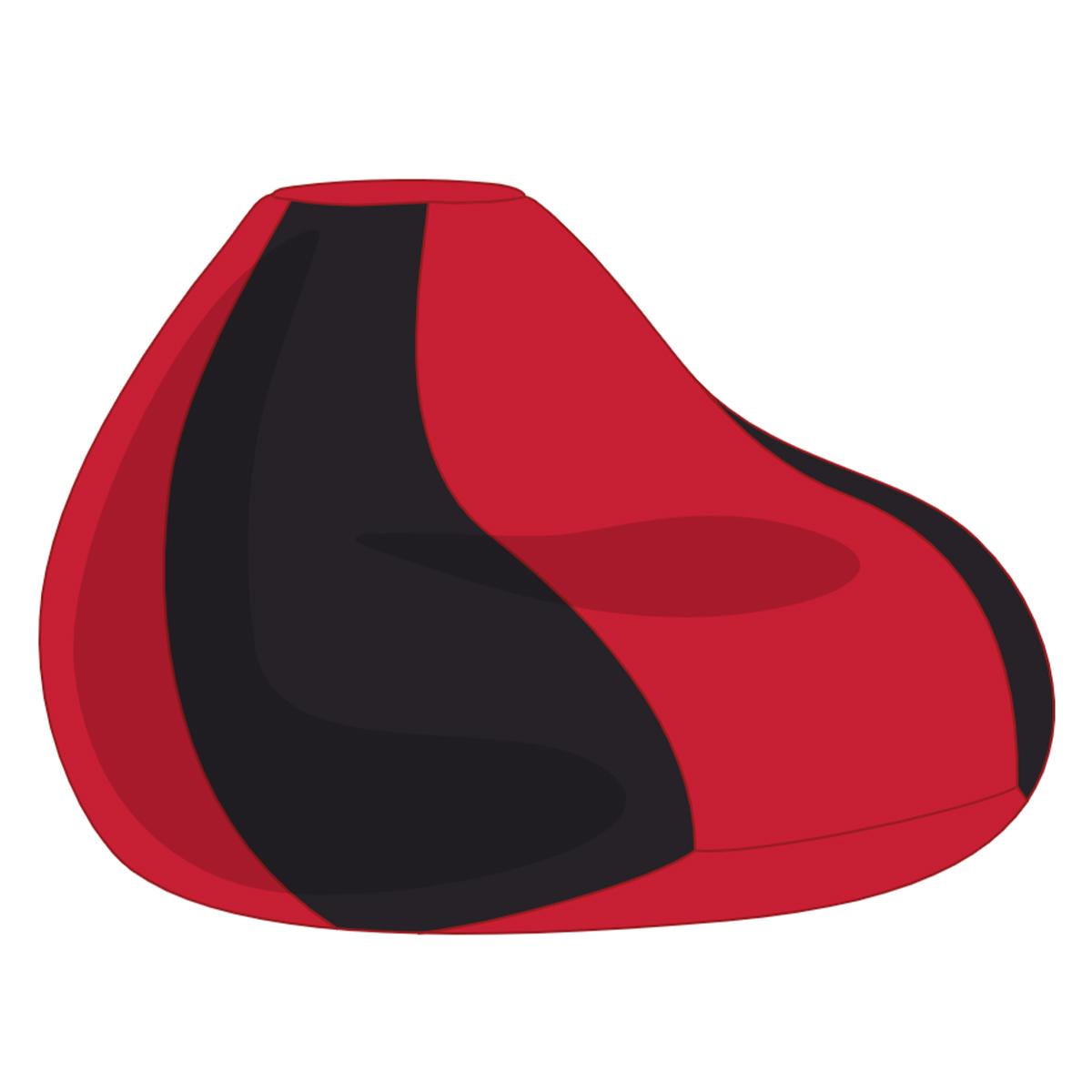 Fekete - Piros Bicolor XXL Babzsákfotel Huzat