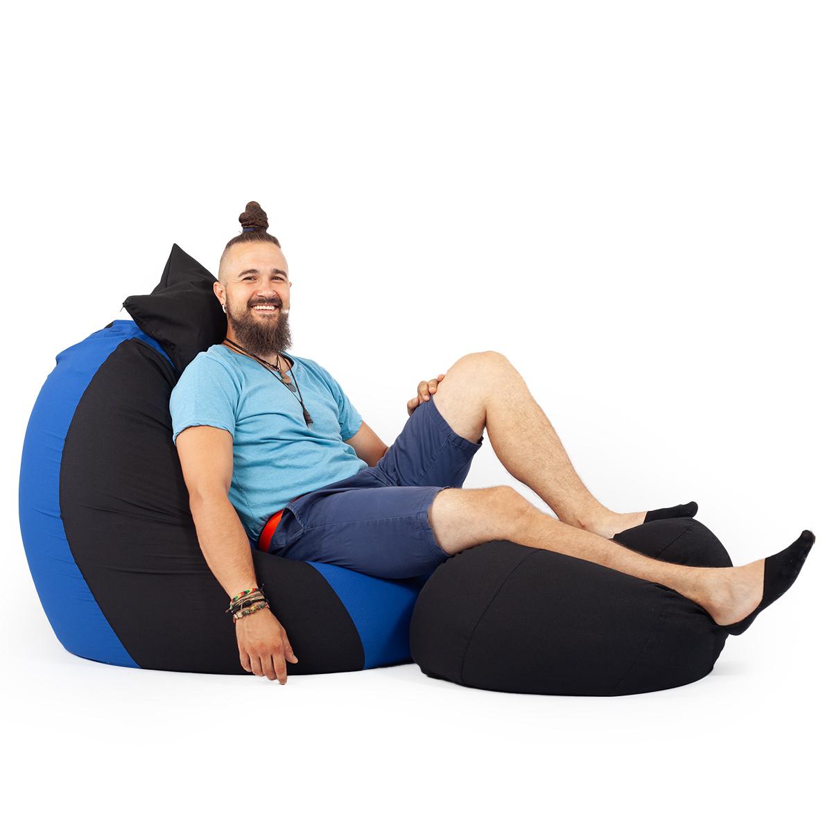 Fekete - Kék ALL IN Bicolor XXL Babzsákfotel Garnitúra
